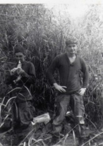 Trail is behind the head of Hays’ (left). NVA appeared minutes after the photo was taken